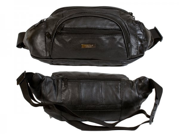 1448 Black - S.NAPPA BUMBAG WTH 6 ZIPS