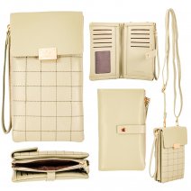 7254 LIGHT SAGE QUILT LTHR GRN PU X-BDY PHONE PKT WALLET PURSE