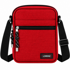 2513 Red Small Bag With 2 Top Zips & Front Pocket (New)