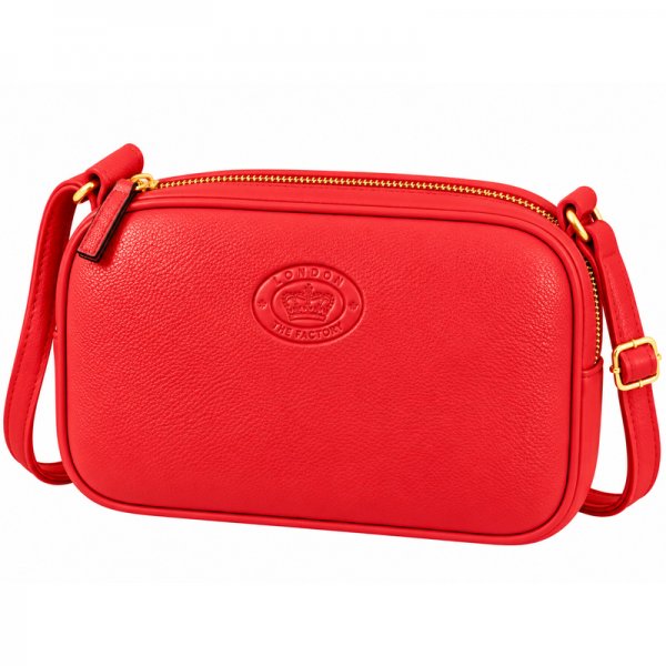0595 Rosso Pebble Leather Tripple Top Zip Rfid X-Body Bag (New)