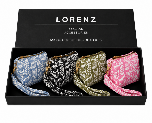 2322 Assorted Colors of Quilted Multi-Use Pouch Box of 12