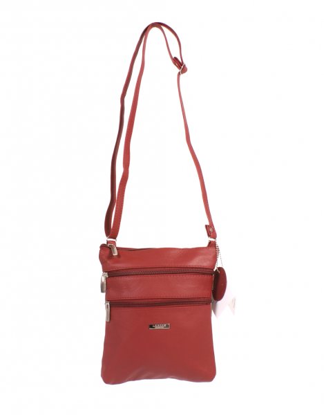 3738 RED Cow Hide Bag Top Zip + 4 Zips