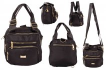 2435 BLACK POLYESTER MULTI ZIP MULTI-PURPOSE BAG AND BACKPACK