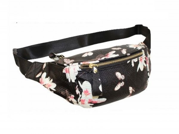 JBBB20 BLACK FLOWER BUMBAG