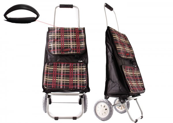 6956/S RED CHECKERED SHOPPING TROLLEY