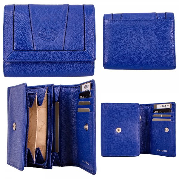 0591 AZURE LEATHER MEDIUM FLIPOVER PURSE