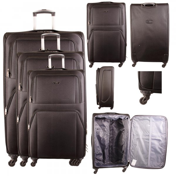 H-032 BLACK TRAVEL TROLLEY SET OF 3