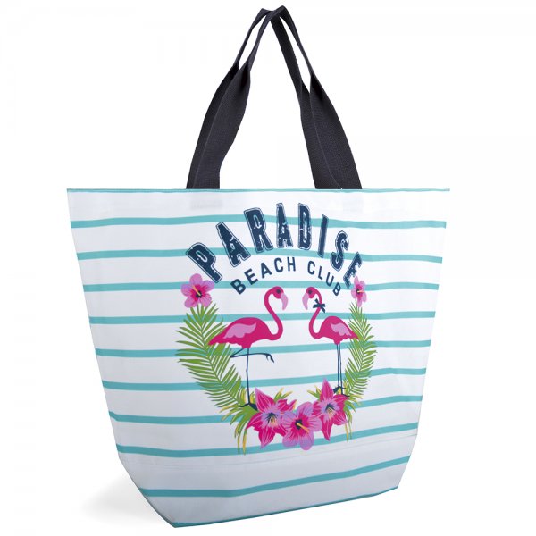 BB1026 STRIPED CANVAS BAG WITH SLOGAN BLUE