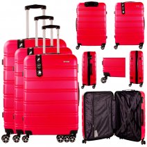 EV-441 FUSHIA PINK SET OF 3 TRAVEL TROLLEY SUITCASES