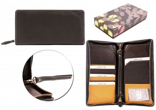 SP-28 BLACK GRAIN LEATHER PURSE - T159