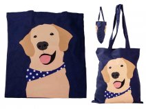 GRACE101 BLUE CANVAS TOTE DOG SHOPPING/BEACH BAG