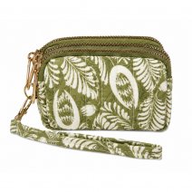 2323 Olive Triple Top Zip Coin And Accessory Pouch