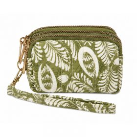 2323 Olive Triple Top Zip Coin And Accessory Pouch