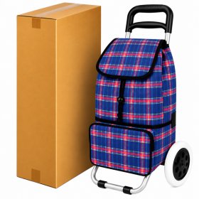 ST-02 Box Of 10 Navy Check 2 Wheeler Trolley (New)