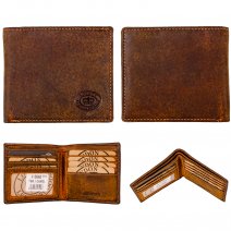 0860 TAN/CAMEL RFID HUNTER LEATHER WALLET W/NOTE & C.CARD SEC