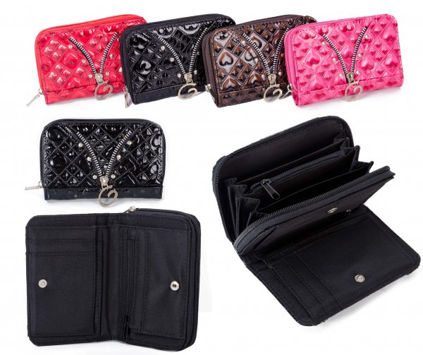 PU-30 BLACK PU PURSE W/ CONCERTINA ZIP