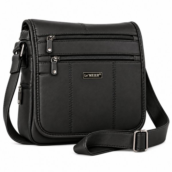 LL-8059 Black Leather Real Shoulder Bag (New)