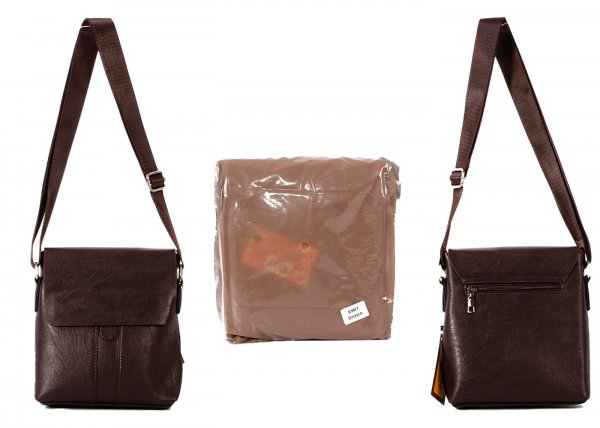6907 BROWN GENTS SMALL PU FLAPOVER BAG