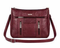 3734 Burgundy Lorenz Cow Hide Twin Top Zip Bag