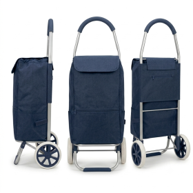 6954 Navy 2-Wheel Foldable Shopping Trolley Cart