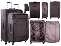 7004 BLACK/NAVY LIGHTWEIGHT SET OF 2 TRAVEL TROLLEY SUITCASES