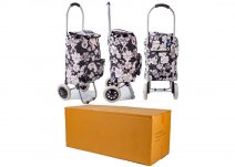 ST-03-FP WHITE FLOWER PRINT 2 WHEEL SHOPPING TROLLEY BOX 10 PCS