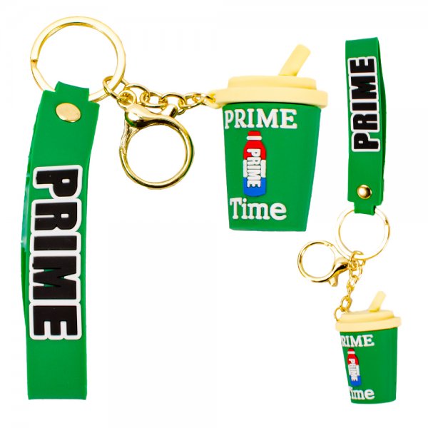 PRIME DRINK GREEN CUP STYLE FASHION METAL/RUBBER KEYCHAIN