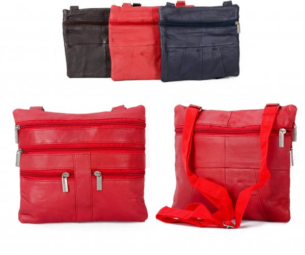 907 RED LEATHER/PU CROSSBAG