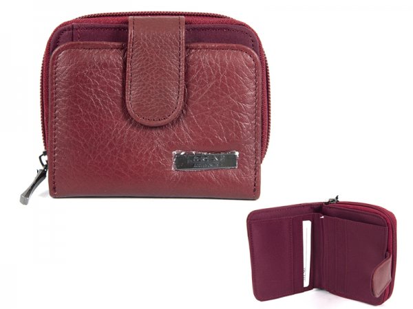 3703-RFID RED Zip Round Cow Hide Purse Pass Pckt