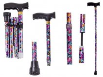 2884 OR2881 UNISEX Multi Floral Patterned Foldable Walking Stick