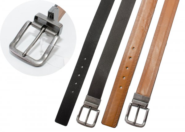 2773 BLK/TAN 1.5" reverse belt w/ t-line lthr finish L (36"-40")