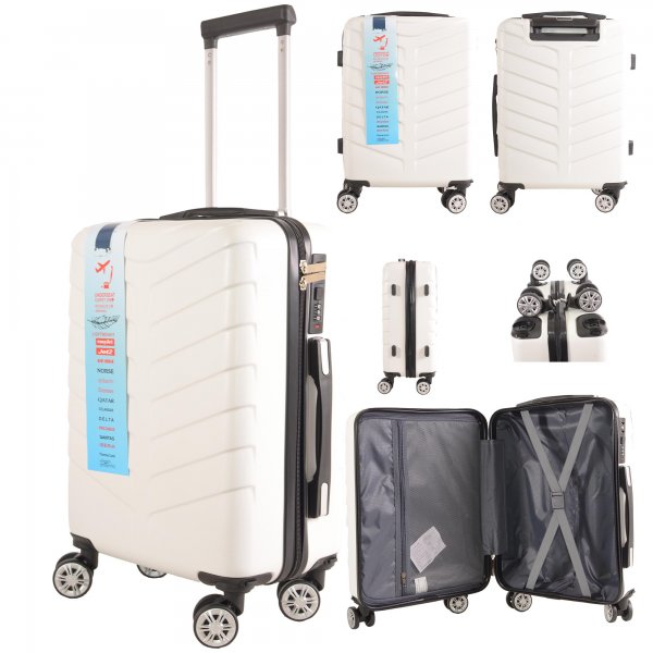 T-HC-US-1826 WHITE CABIN-SIZE EASYJET TRAVEL TROLLEY SUITCASE