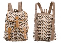 2610 BOHO KITTEN PRINT CANVAS WITH 2 FRONT POCKETS