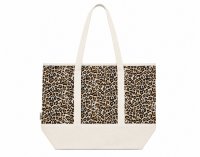 3407/Leopard Print Top Zip Tote/Beach 3407/Leopard Print Top Zip Tote/Beach
