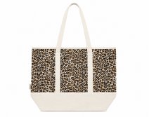 3407/Leopard Print Top Zip Tote/Beach