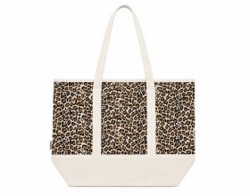 3407/Leopard Print Top Zip Tote/Beach