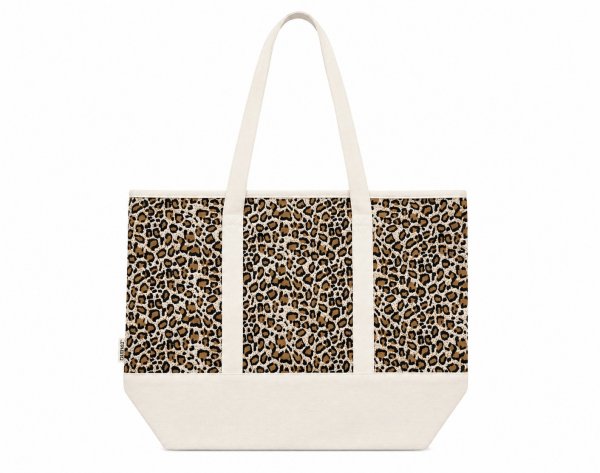 3407/Leopard Print Top Zip Tote/Beach