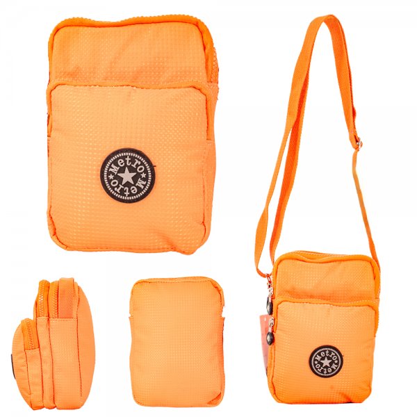 LL-222 ORANGE RND X-BODY BAG WITH ADJUSTABLE STRAP