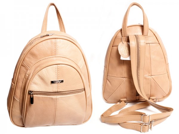 3748 TAN Cow Hide Backpack with 4 Zips