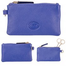 0588 AZURE PEBBLE LEATHER TOP ZIP COIN/KEY PURSE