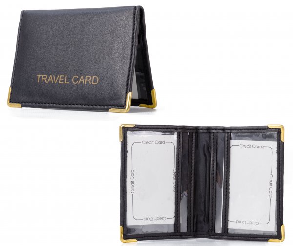 1500-P BLACK PU TRAVEL CARD WALLET