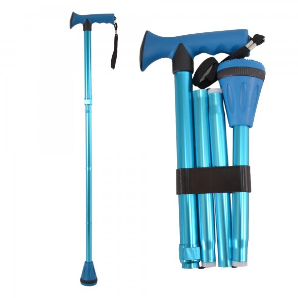2888 BLUE ALUMINIUM ADJUSTABLE FOLDING WALKING STICK