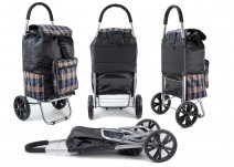 ST-07 COLLAPSABLE SHOPPING TROLLEY 2 WHEELS BROWN CHECK