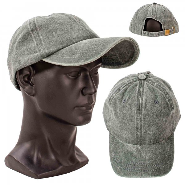 8765 GREEN UNISEX 53CM BASEBALL CAP IN A WASHED DENIM FINISH