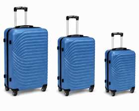 003 Set of 3 Blue Hard Shell Suitcases
