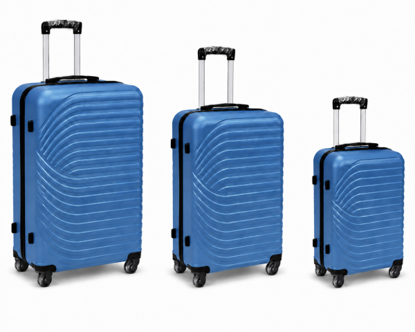 003 Set of 3 Blue Hard Shell Suitcases