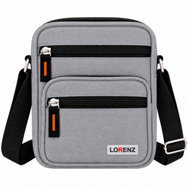 2570 Grey Small Unisex Polyester Bag With 5 Zips (New)