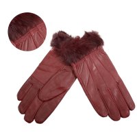 8912 BURGUNDY LEATHER GLOVES LARGE