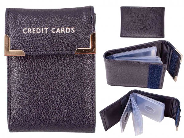 7311 NAVY GRAINED PU 20 LEAF C.CARD CASE WITH FLAP