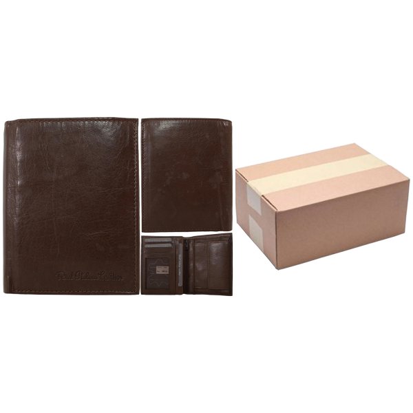 1062 ASSORTED BROWN ITALIAN LEATHER RFID WALLET BOX OF TEN